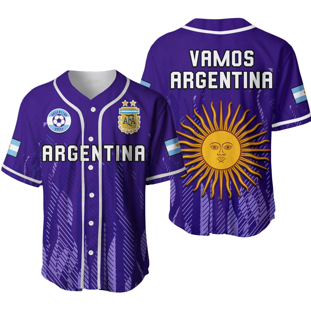 Argentina Football Baseball Jersey Vamos La Albiceleste 2022 Newest Style Ver.02 - Wonder Print Shop