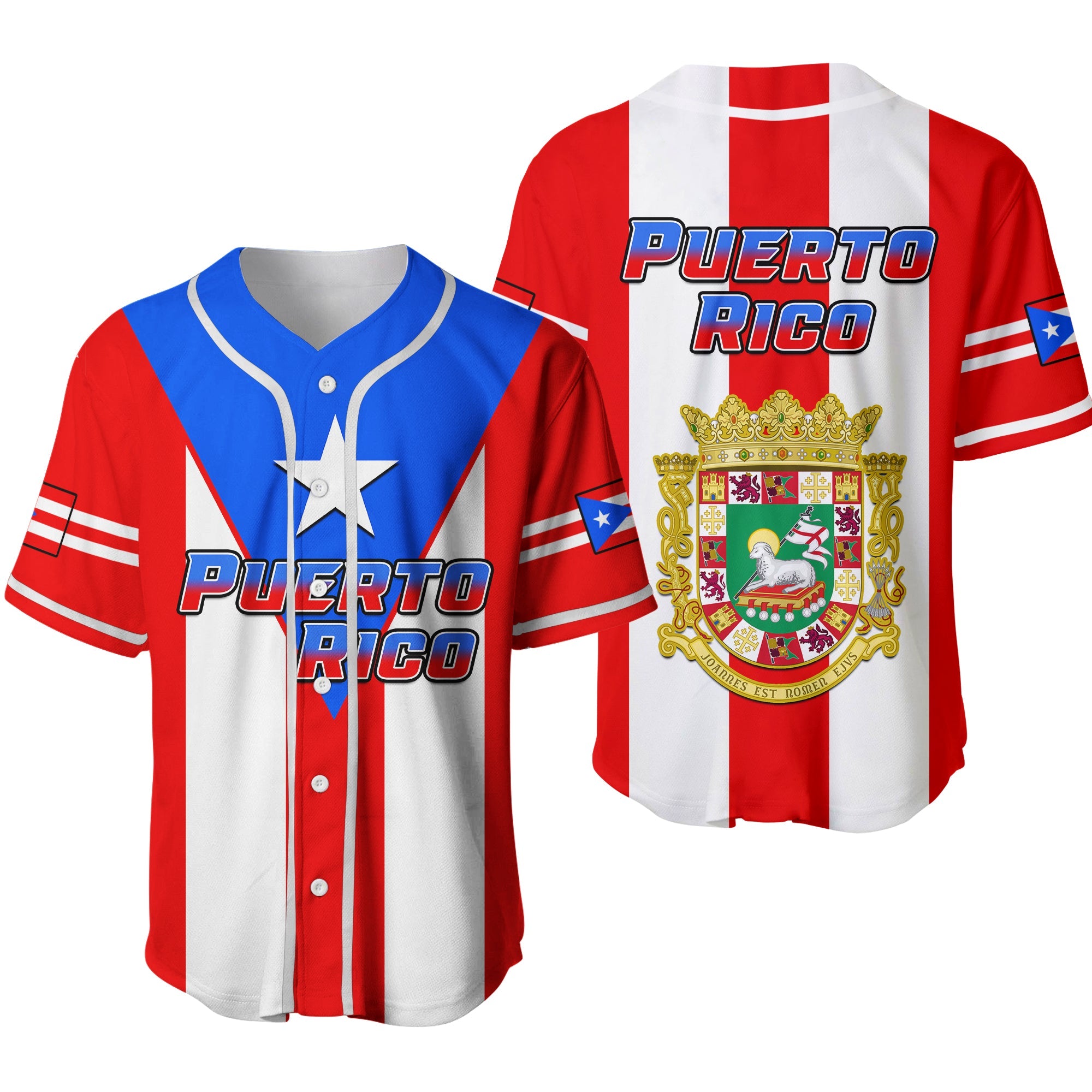 Puerto Rico Baseball Jersey Coat Of Arms Mix Flag Ver.02 - Wonder Print Shop