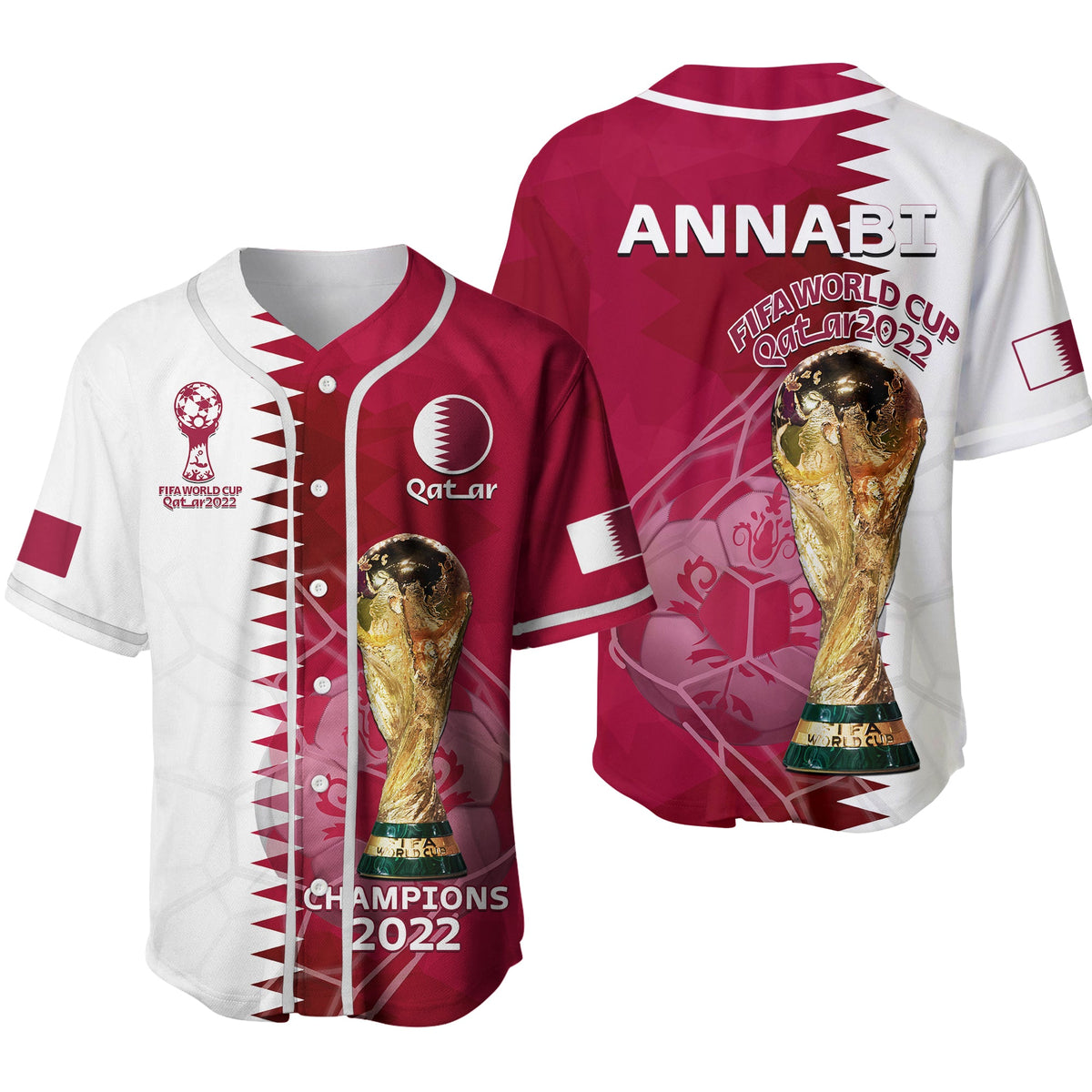 Qatar Football Baseball Jersey Annabi Champions Proud WC 2022 Ver.02 - Wonder Print Shop