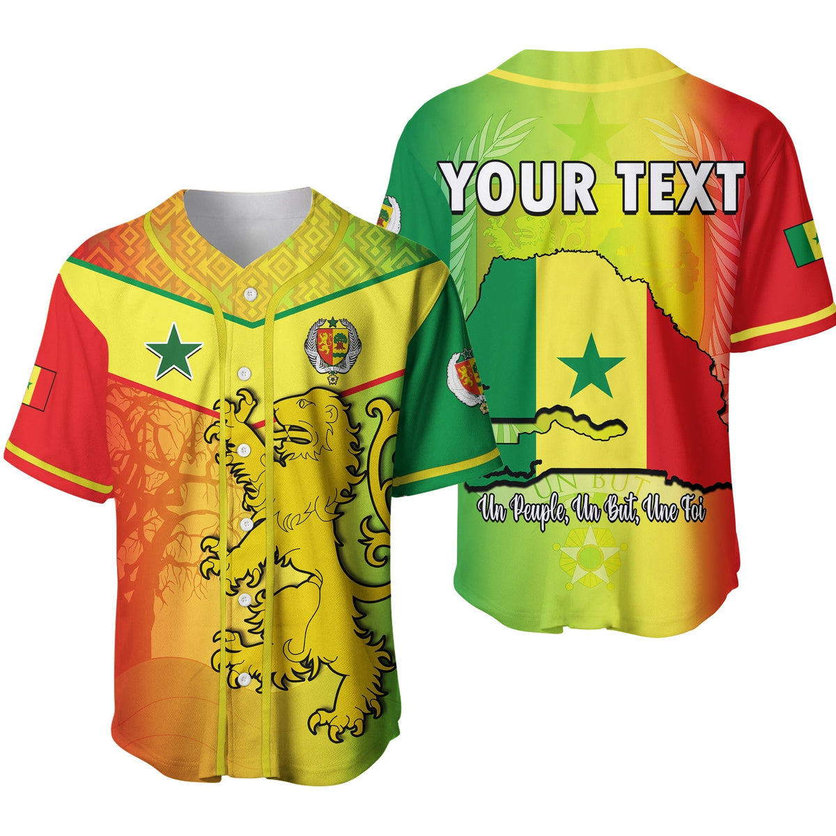(Custom Personalised) Senegal Baseball Jersey Lion With Senegal Map Reggae Style Ver.02 - Wonder Print Shop