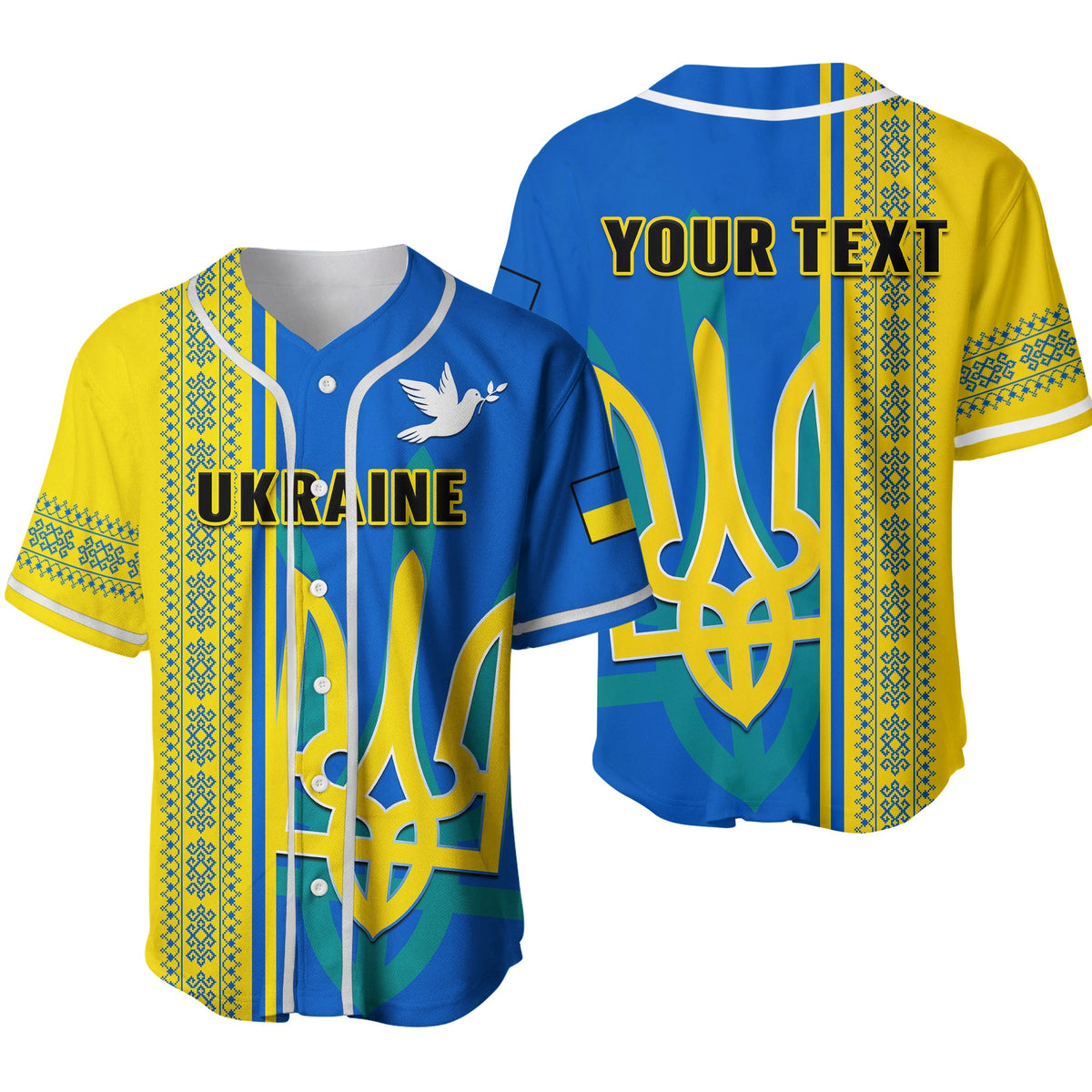 (Custom Personalised) Ukraine Unity Day Baseball Jersey Folk Ukrainian Coat Of Arms Ver.02 - Wonder Print Shop