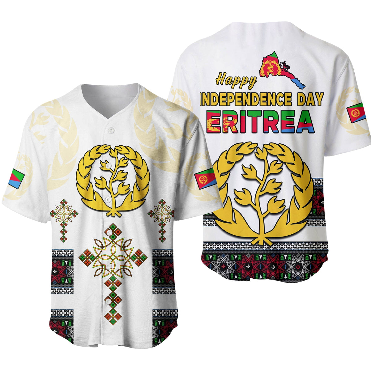 Eritrea Cross Baseball Jersey Independence Day Proud Eritrean LT13 - Wonder Print Shop
