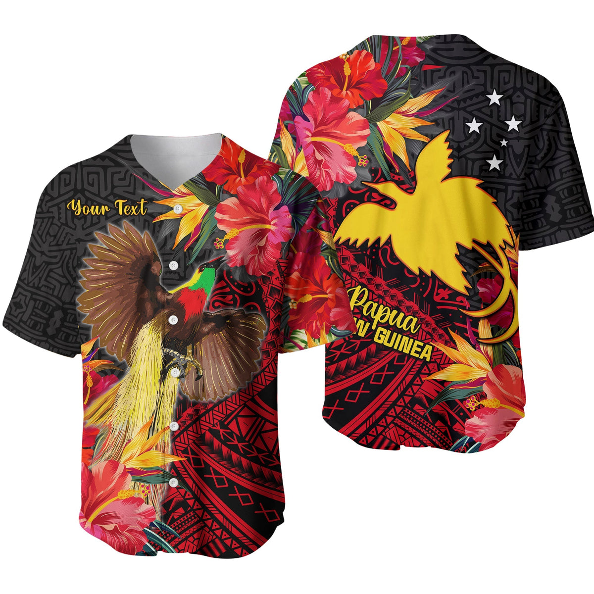 Custom Personalised Papua New Guinea Baseball Jersey Bird of Paradise LT13 - Wonder Print Shop