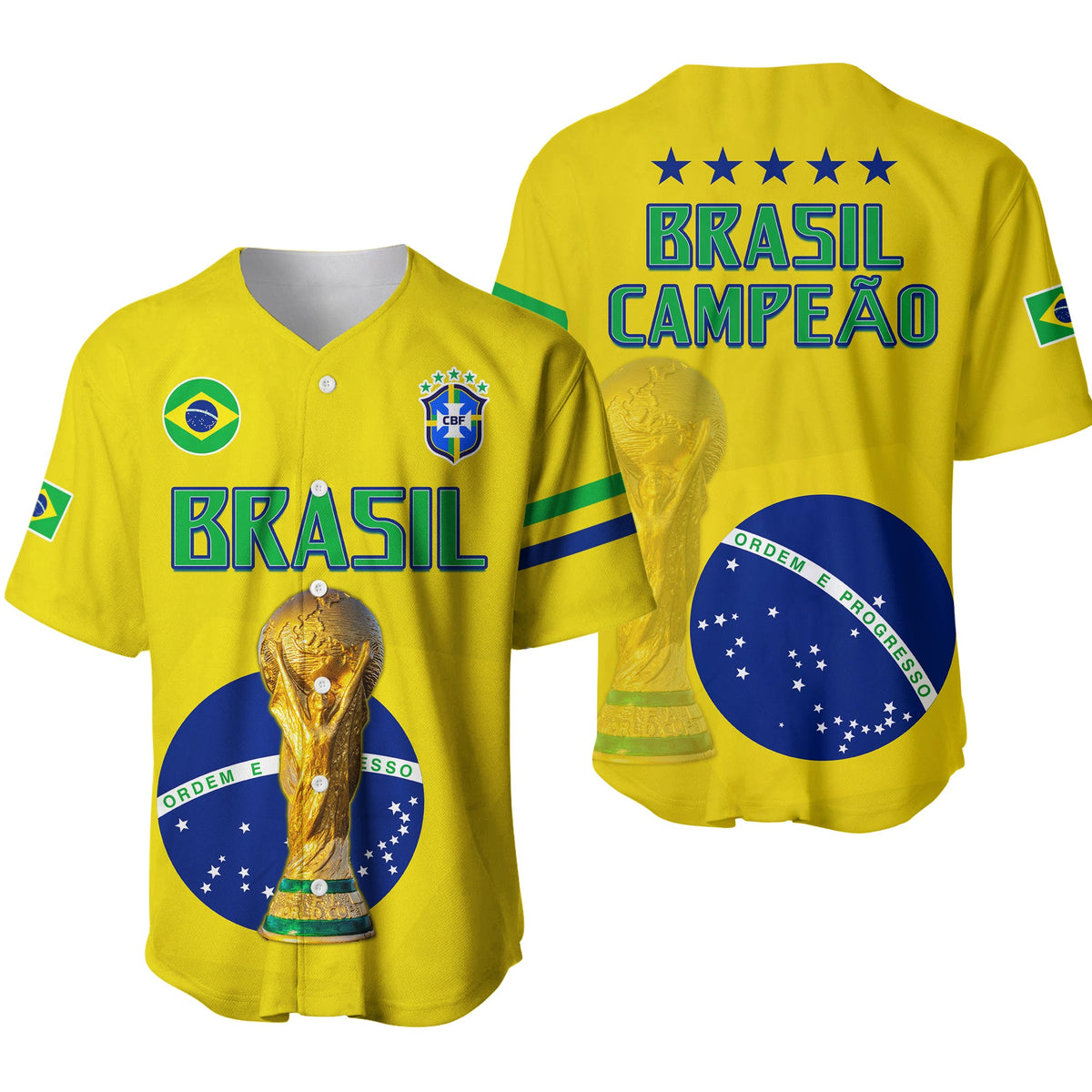 Brazil Football Baseball Jersey Go Champions Selecao Campeao LT13 - Wonder Print Shop
