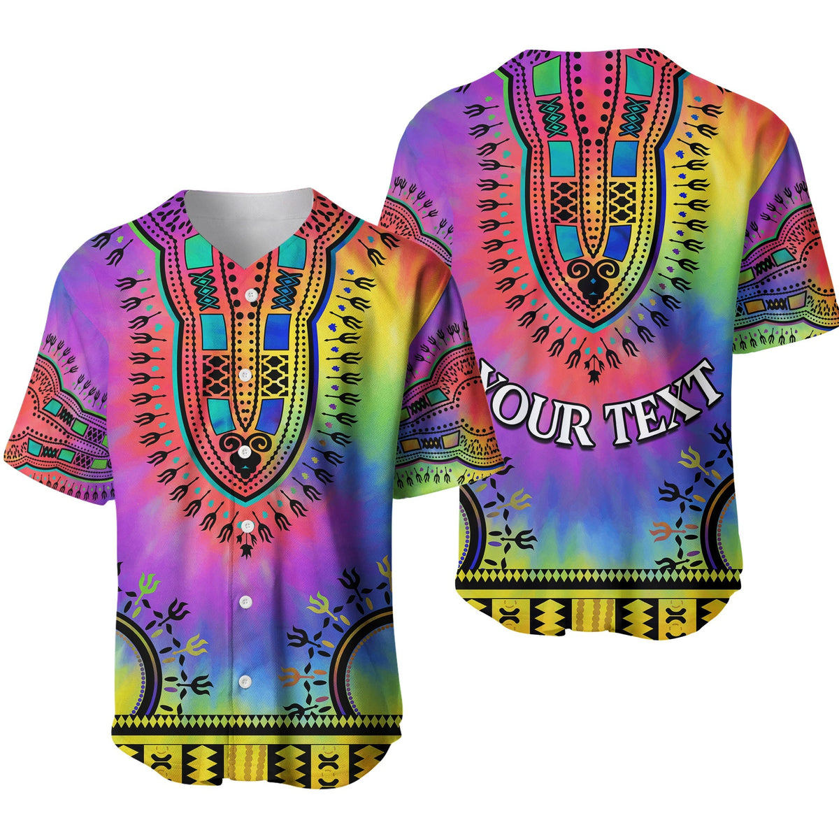 (Custom Personalised) Dashiki Tie Dye Baseball Jersey African Pattern Ver.01 LT13 - Wonder Print Shop