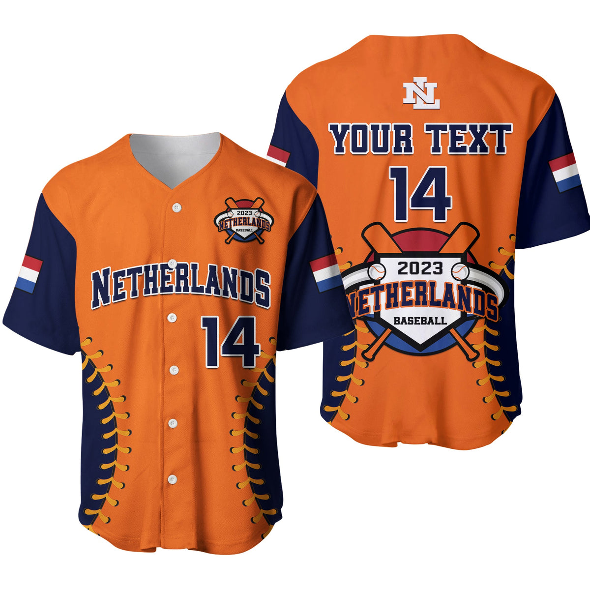 (Custom Text And Number) Netherlands Baseball 2023 Baseball Jersey Sporty Style Ver.01 - Wonder Print Shop