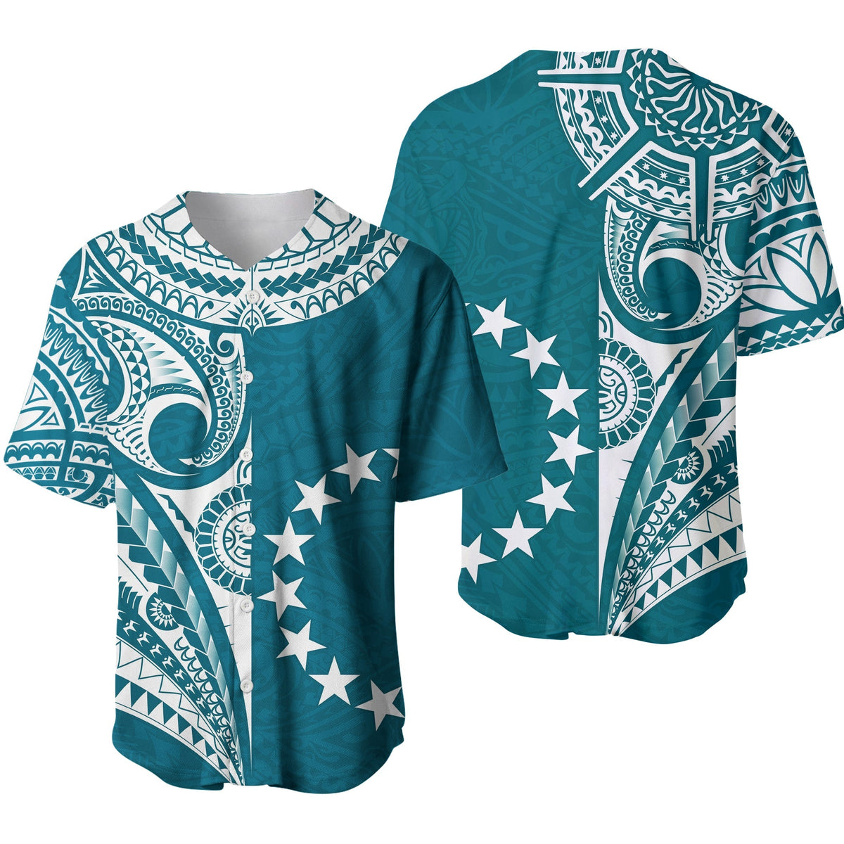 Cook Islands Tatau Baseball Jersey Symbolize Passion Stars Version Blue LT13 - Wonder Print Shop