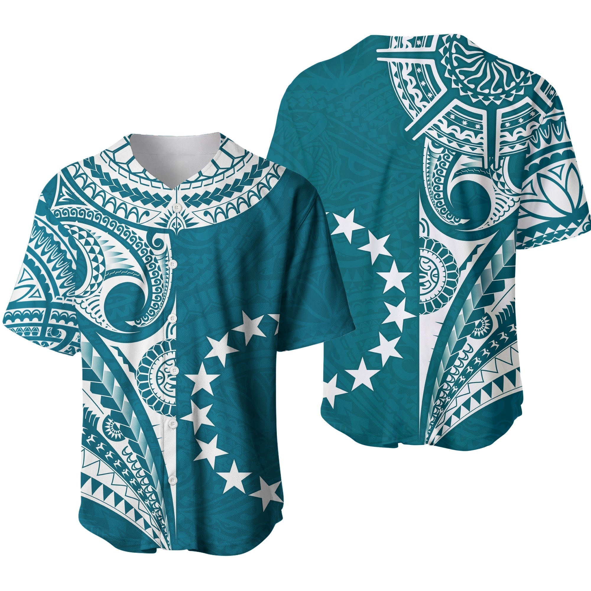 Cook Islands Tatau Baseball Jersey Symbolize Passion Stars Version Blue LT13 - Wonder Print Shop