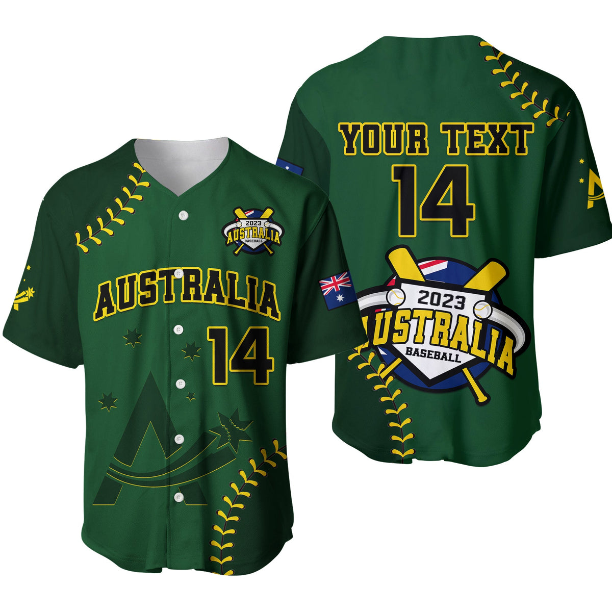 (Custom Text And Number) Australia Baseball 2023 Baseball Jersey Go Aussie Ver.01 - Wonder Print Shop