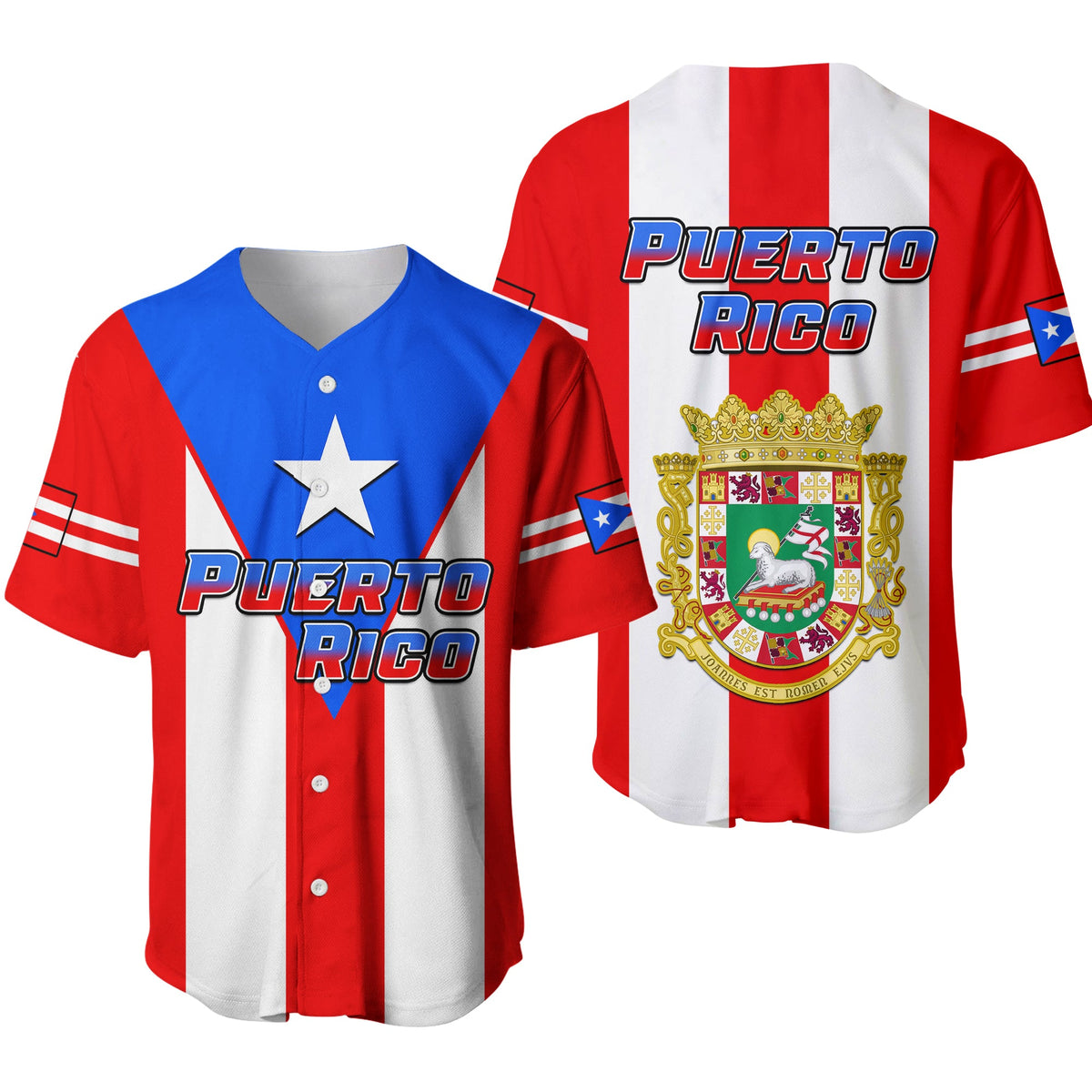 Puerto Rico Baseball Jersey Coat Of Arms Mix Flag Ver.01 - Wonder Print Shop