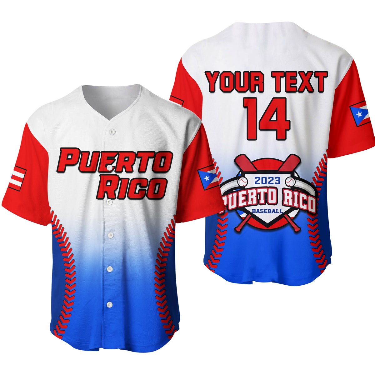 (Custom Text And Number) Puerto Rico 2023 Baseball Jersey Baseball Sporty Version Ver.01 - Wonder Print Shop