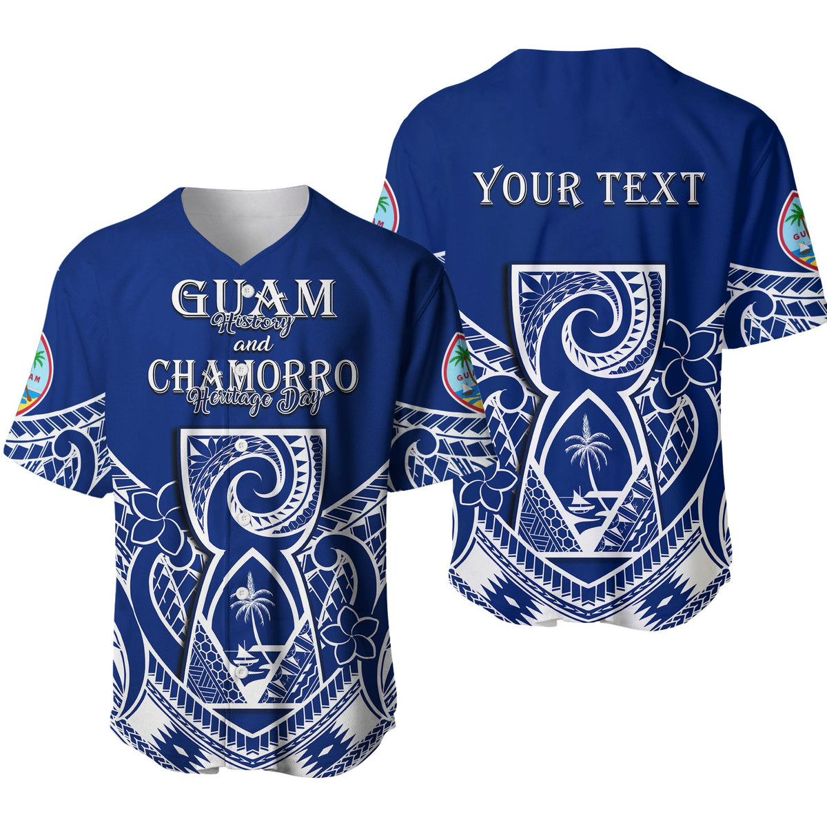 Custom Personalised Guam History and Chamorro Heritage Day Baseball Jersey Latte Stone Polynesian Ver.01 - Wonder Print Shop