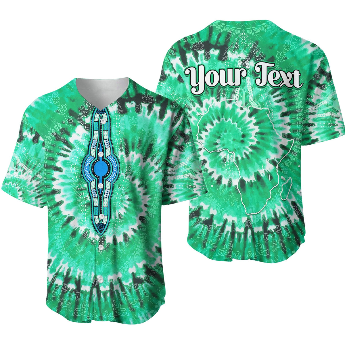 (Custom Personalised) Africa Tie Dye Baseball Jersey Green Fashion LT13 - Wonder Print Shop