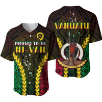 Black Vanuatu baseball jersey, Polynesian pattern with full back crest and figure graphic