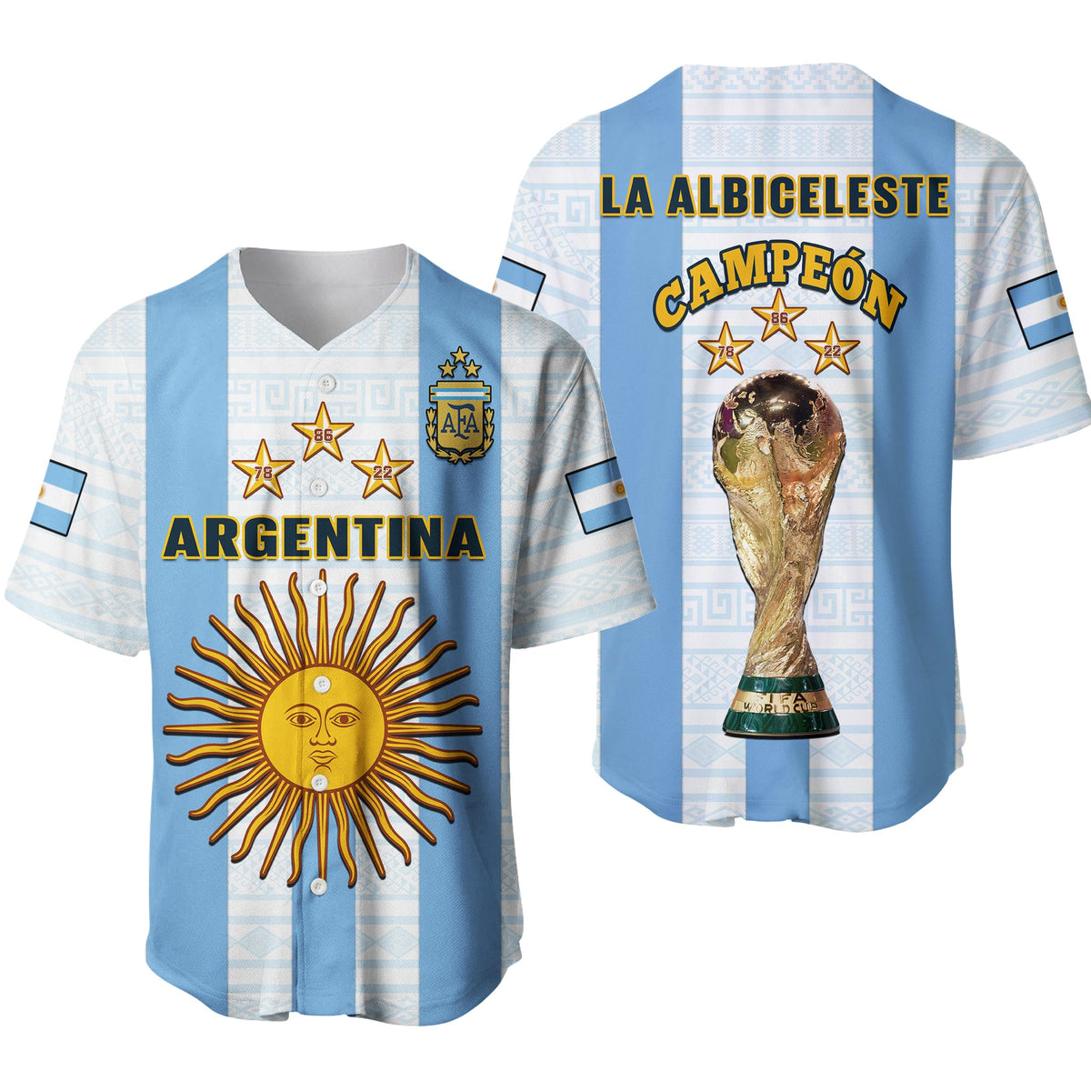 Argentina Football Baseball Jersey World Cup La Albiceleste 3rd Champions Proud Ver.01 - Wonder Print Shop