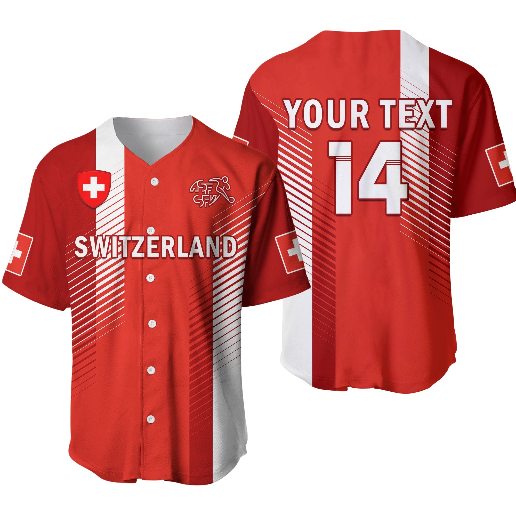 (Custom Text and Number) Switzerland Football Baseball Jersey World Cup 2022 - Wonder Print Shop