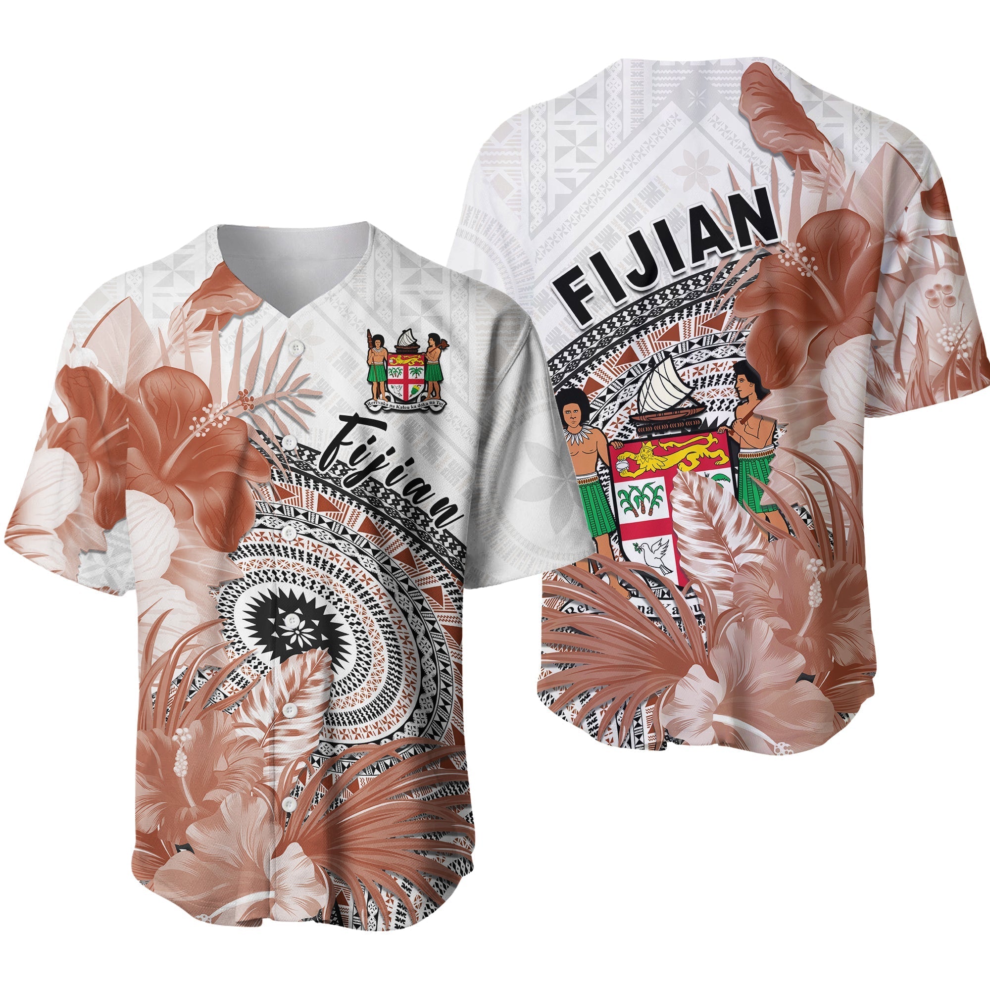 Fiji Tapa Baseball Jersey White Fijian Masi Be Loved Hibiscus Ver.01 LT13 - Wonder Print Shop