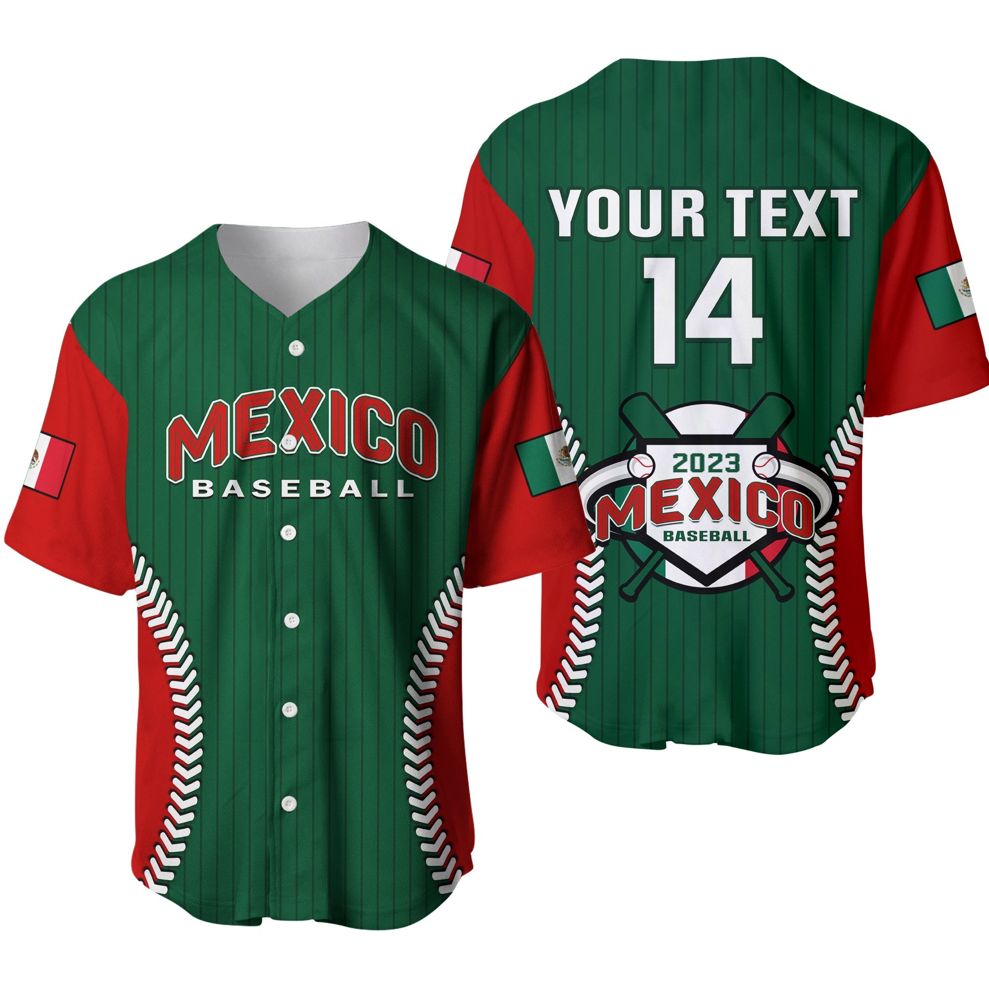 (Custom Text And Number) Mexico Baseball Jersey Baseball Sporty Style Ver.01 - Wonder Print Shop