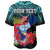Custom Personalised Guam Chamorro Baseball Jersey Guaman Latte Stone Tropical Flowers Turquoise Style - Wonder Print Shop