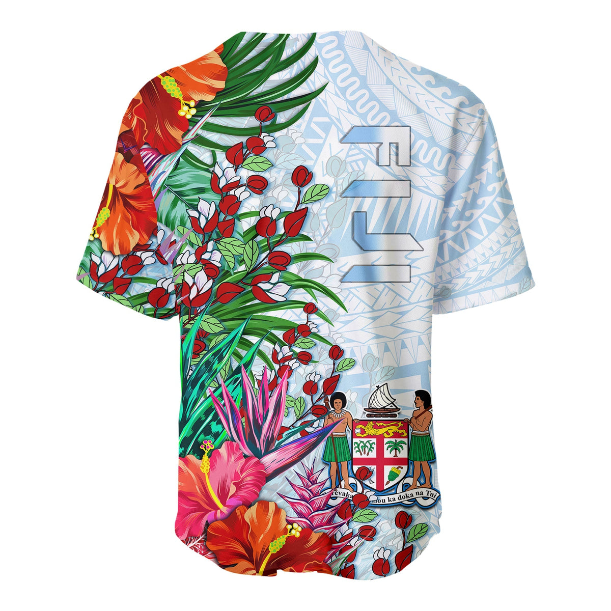 Custom Personalised Fiji Baseball Jersey Proud Fijian Tapa mix Tagimoucia Flowers LT13 - Wonder Print Shop