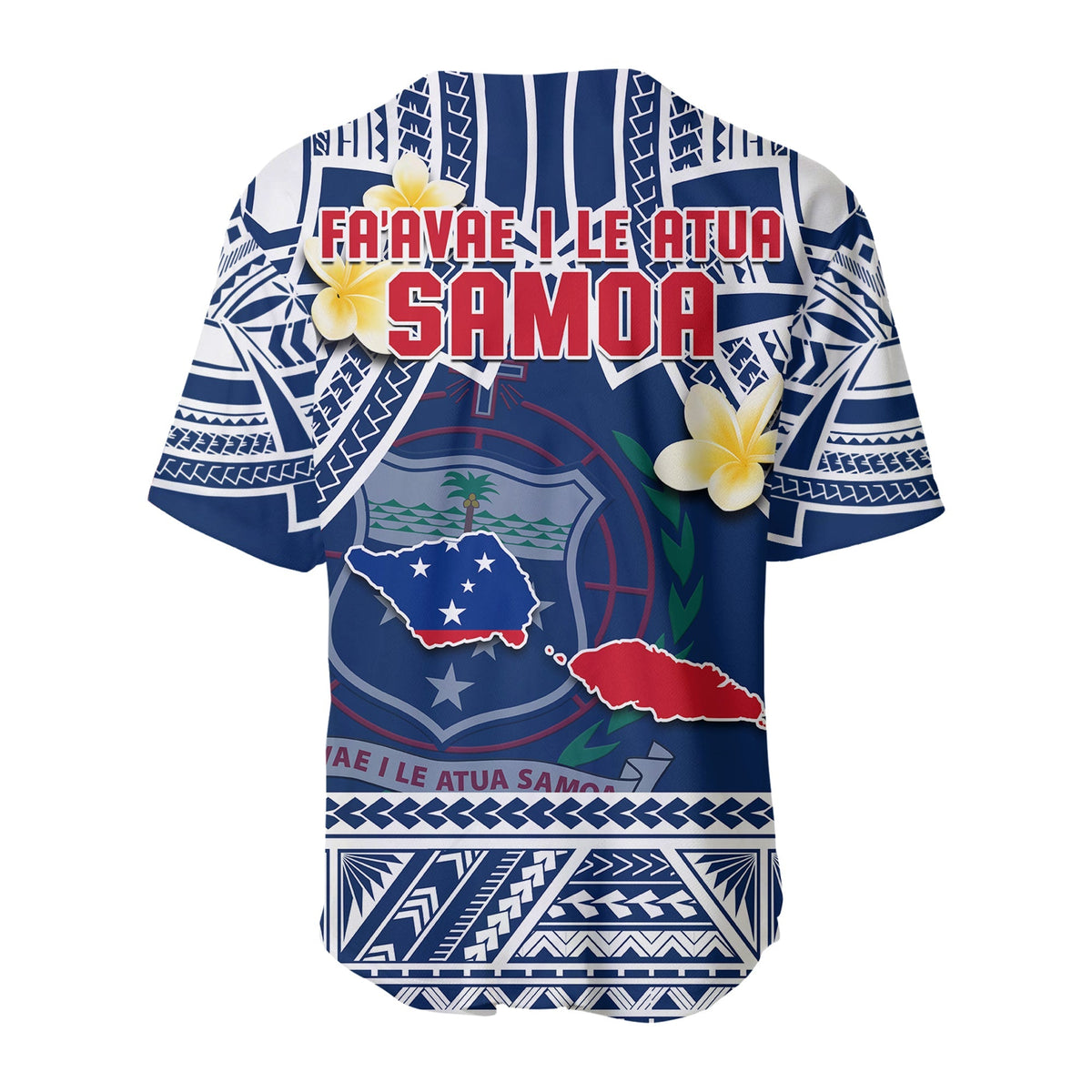 Samoa Baseball Jersey Samoan Plumeria Flowers Mix Polynesian Pattern - Wonder Print Shop