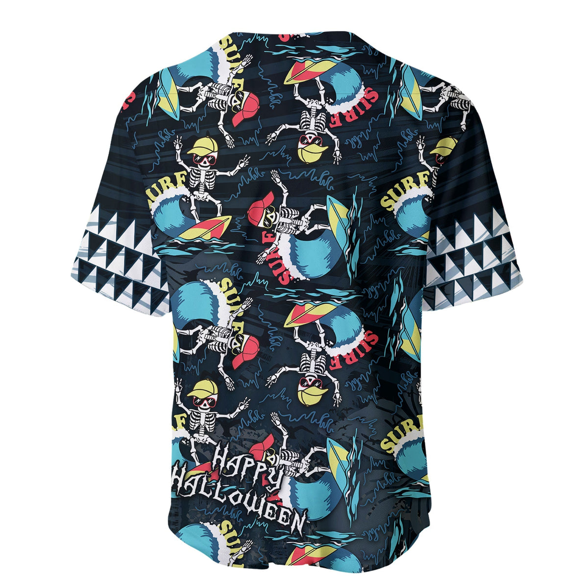 Hawaii Skeleton Surf Baseball Jersey Halloween Hawaiian Tribal LT13 - Wonder Print Shop
