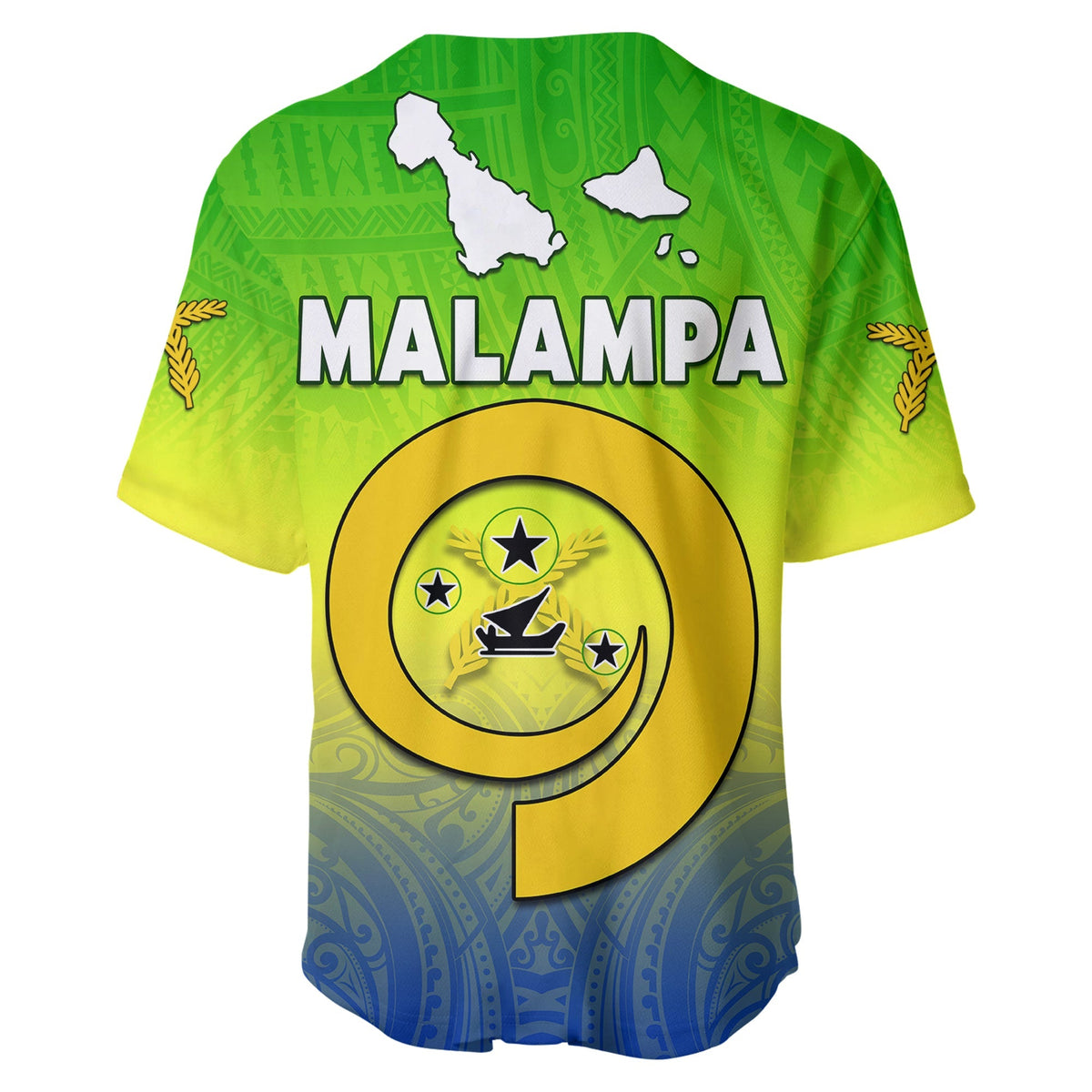 (Custom Personalised) Malampa Province Baseball Jersey Native Canoe Mix Vanuatu Pig Tusk Green Version - Wonder Print Shop