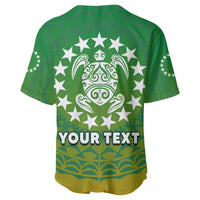 Custom Personalised Cook Islands Baseball Jersey Circle Pattern Mix Sea Turtle Green Version - Wonder Print Shop