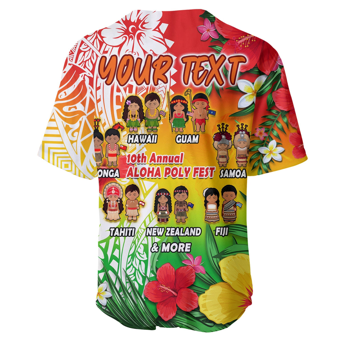 Custom Personalised Aloha Poly Fest Baseball Jersey Polynesian Pattern With Tropical Flowers - Wonder Print Shop