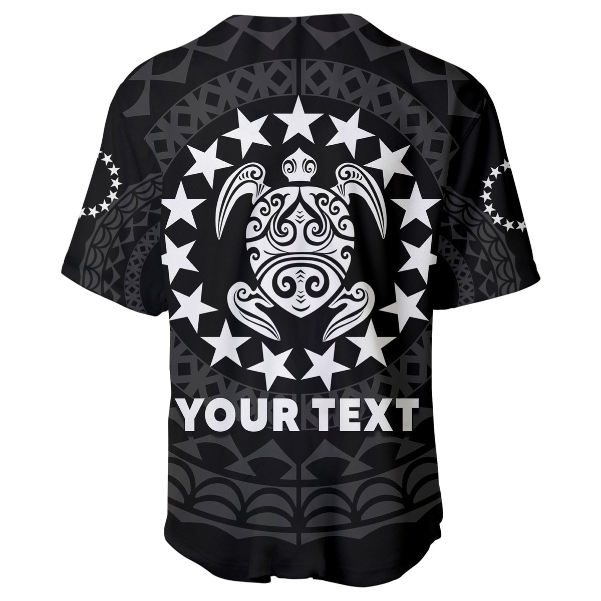 Custom Personalised Islands Baseball Jersey Circle Pattern Mix Sea Turtle Black Version - Wonder Print Shop