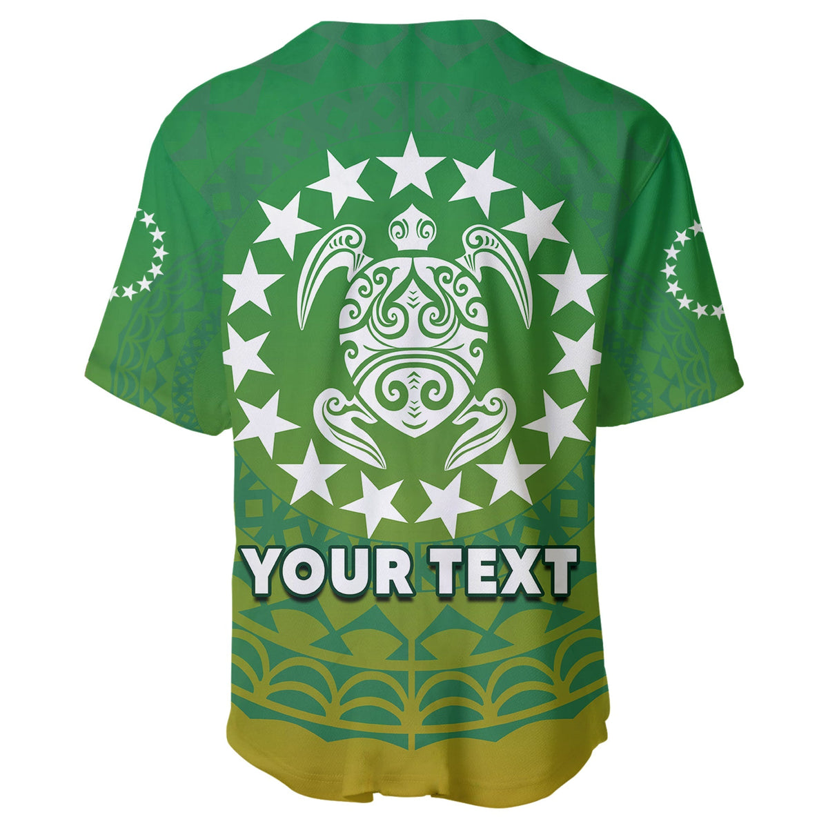 Custom Personalised Cook Islands Baseball Jersey Circle Pattern Mix Sea Turtle Green Version - Wonder Print Shop