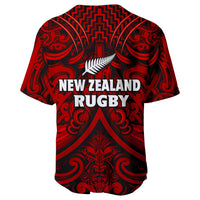 New Zealand Silver Fern Rugby Baseball Jersey All Black Red NZ Maori Pattern LT13 - Wonder Print Shop