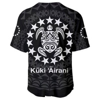 Cook Islands Baseball Jersey Circle Pattern Mix Sea Turtle Black Version - Wonder Print Shop