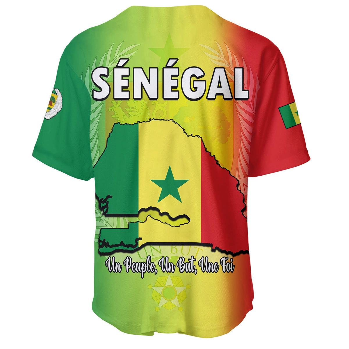 Senegal Baseball Jersey Lion With Senegal Map Reggae Style - Wonder Print Shop