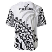 Fiji Rugby Baseball Jersey Fijian Cibi Dance Tapa Pattern White - Wonder Print Shop