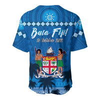 Bula Fiji Day Baseball Jersey Fijian Tapa with Palm Tree 52nd Anniversary LT13 - Wonder Print Shop