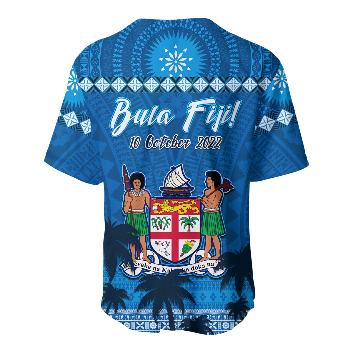 Bula Fiji Day Baseball Jersey Fijian Tapa with Palm Tree 52nd Anniversary LT13 - Wonder Print Shop