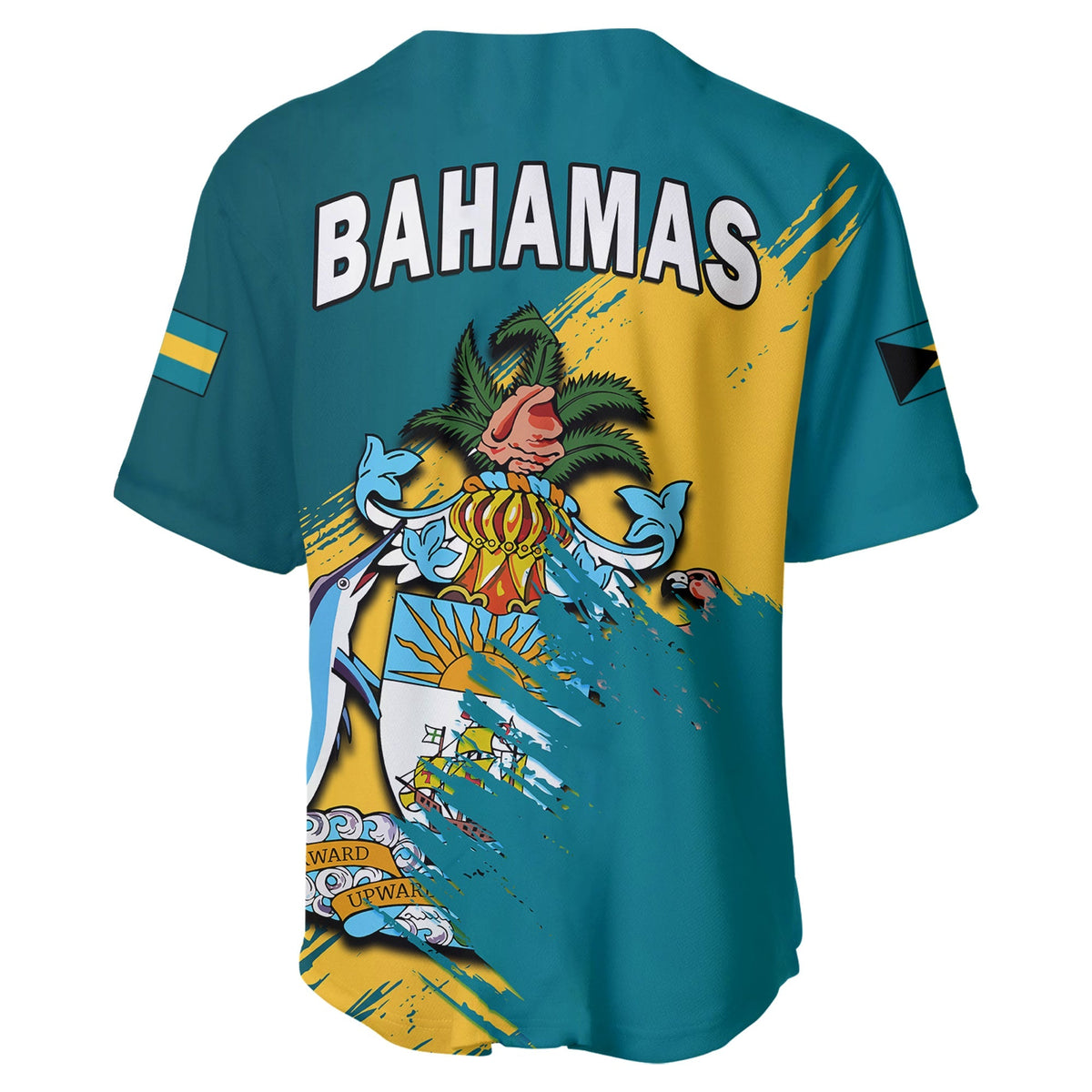 Bahamas Baseball Jersey Blue Marlin With Bahamian Coat Of Arms - Wonder Print Shop