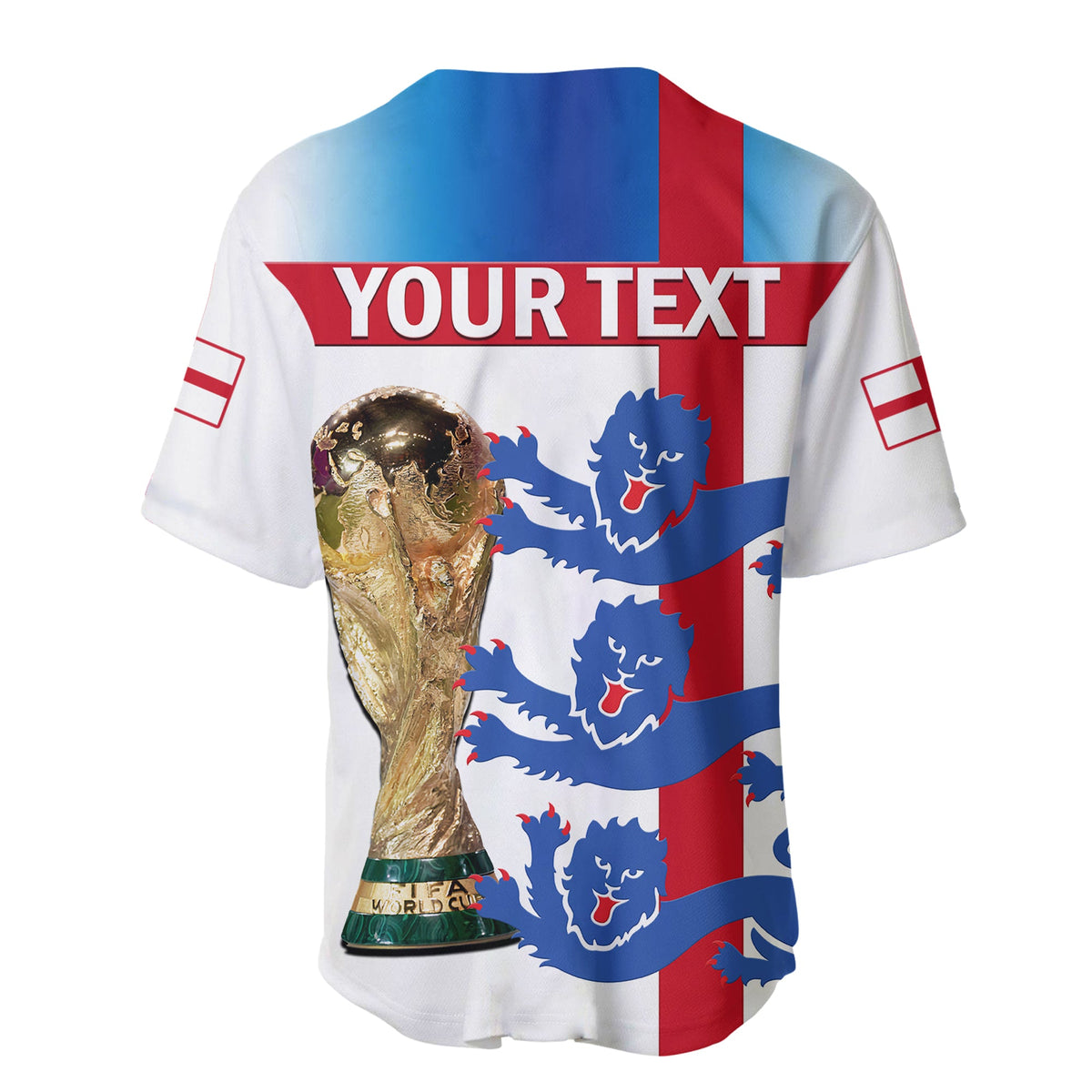 (Custom Personalised) England Football Baseball Jersey Three Lions Champions World Cup 2022 - Wonder Print Shop