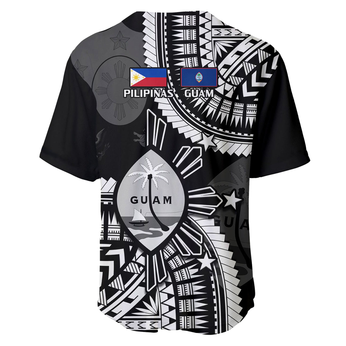 Guam and Philippines Baseball Jersey Guaman Filipinas Together Black Ver.01 - Wonder Print Shop