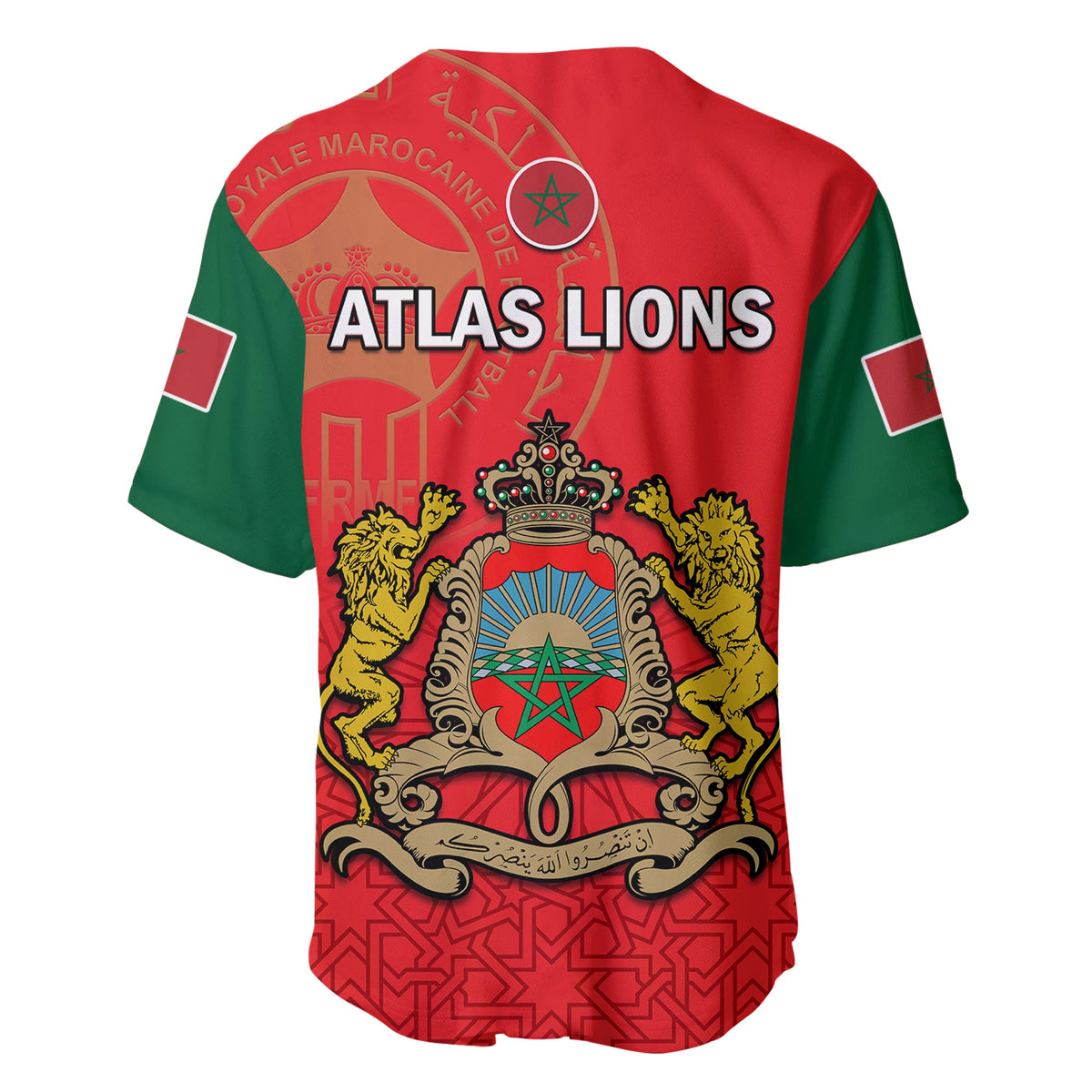 Morocco Football Baseball Jersey Atlas Lions Red World Cup 2022 - Wonder Print Shop