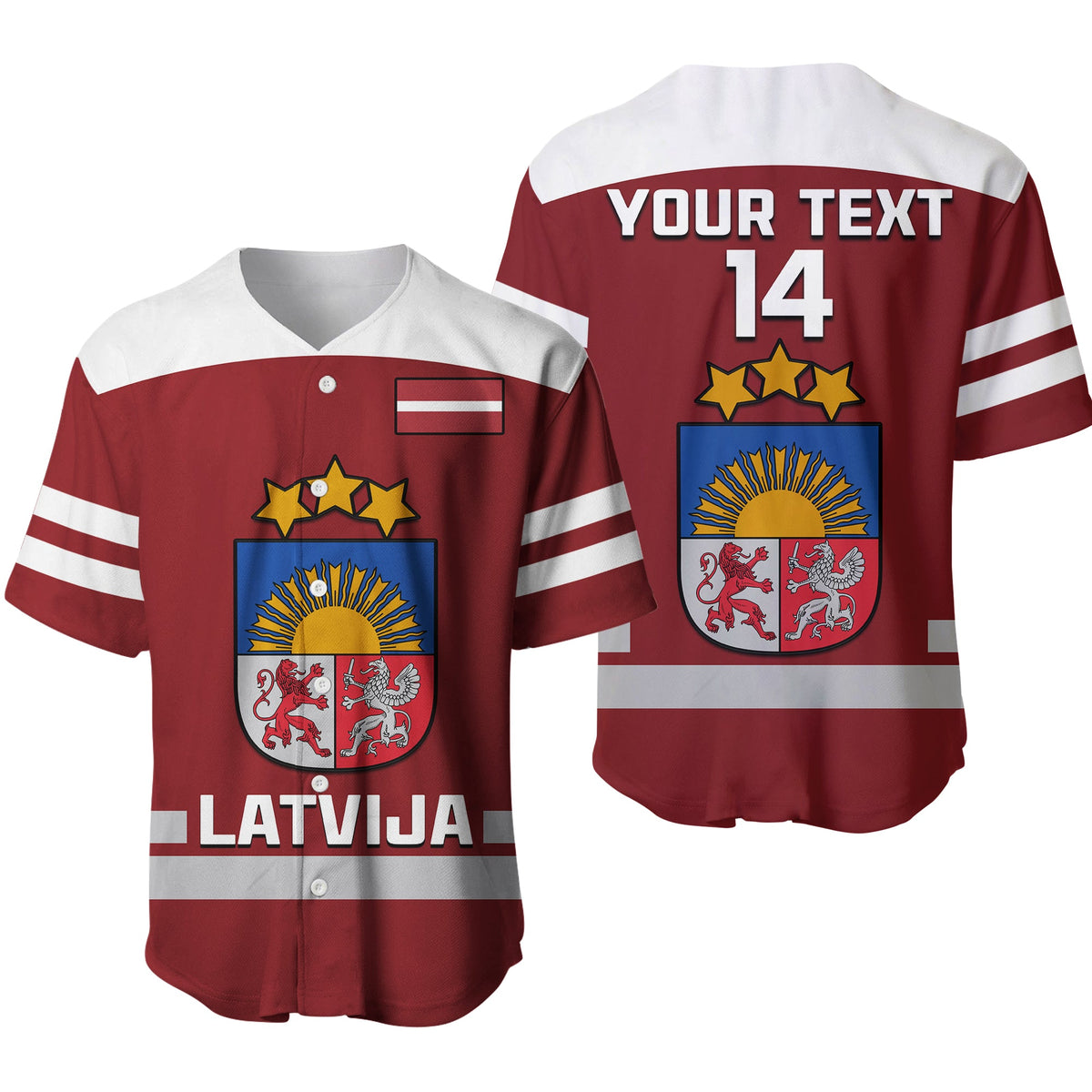(Custom Text And Number) Latvia Hockey 2023 Baseball Jersey Red Sporty Style Ver.01 - Wonder Print Shop