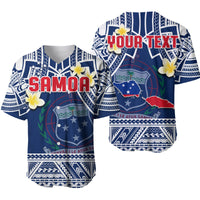 Custom Personalised Samoa Baseball Jersey Samoan Plumeria Flowers Mix Polynesian Pattern - Wonder Print Shop
