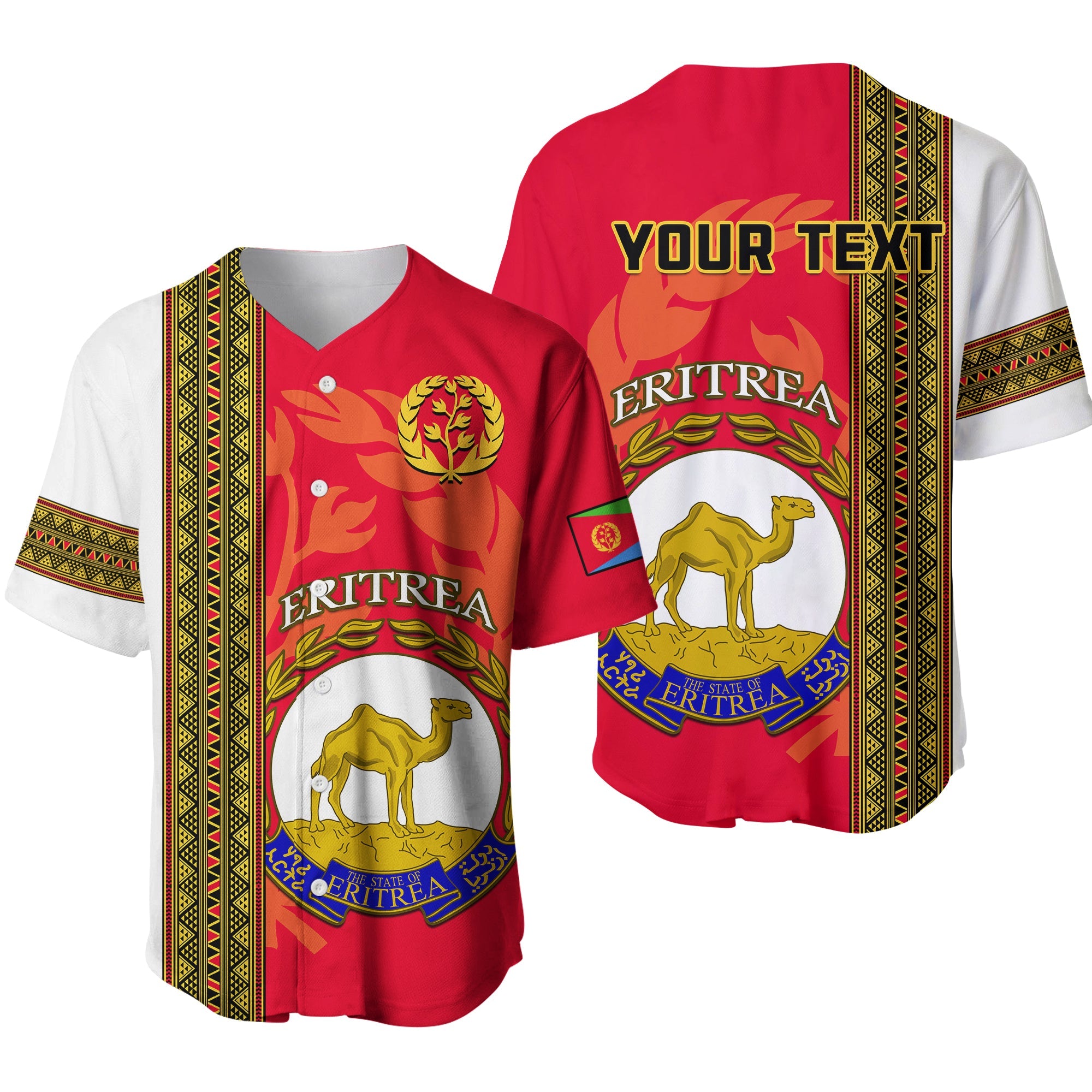 (Custom Personalised) Eritrea Baseball Jersey African Pattern Happy Independence Day Version White Ver.01 - Wonder Print Shop
