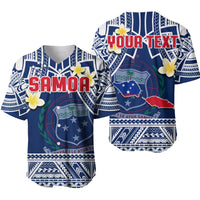 Custom Personalised Samoa Baseball Jersey Samoan Plumeria Flowers Mix Polynesian Pattern - Wonder Print Shop