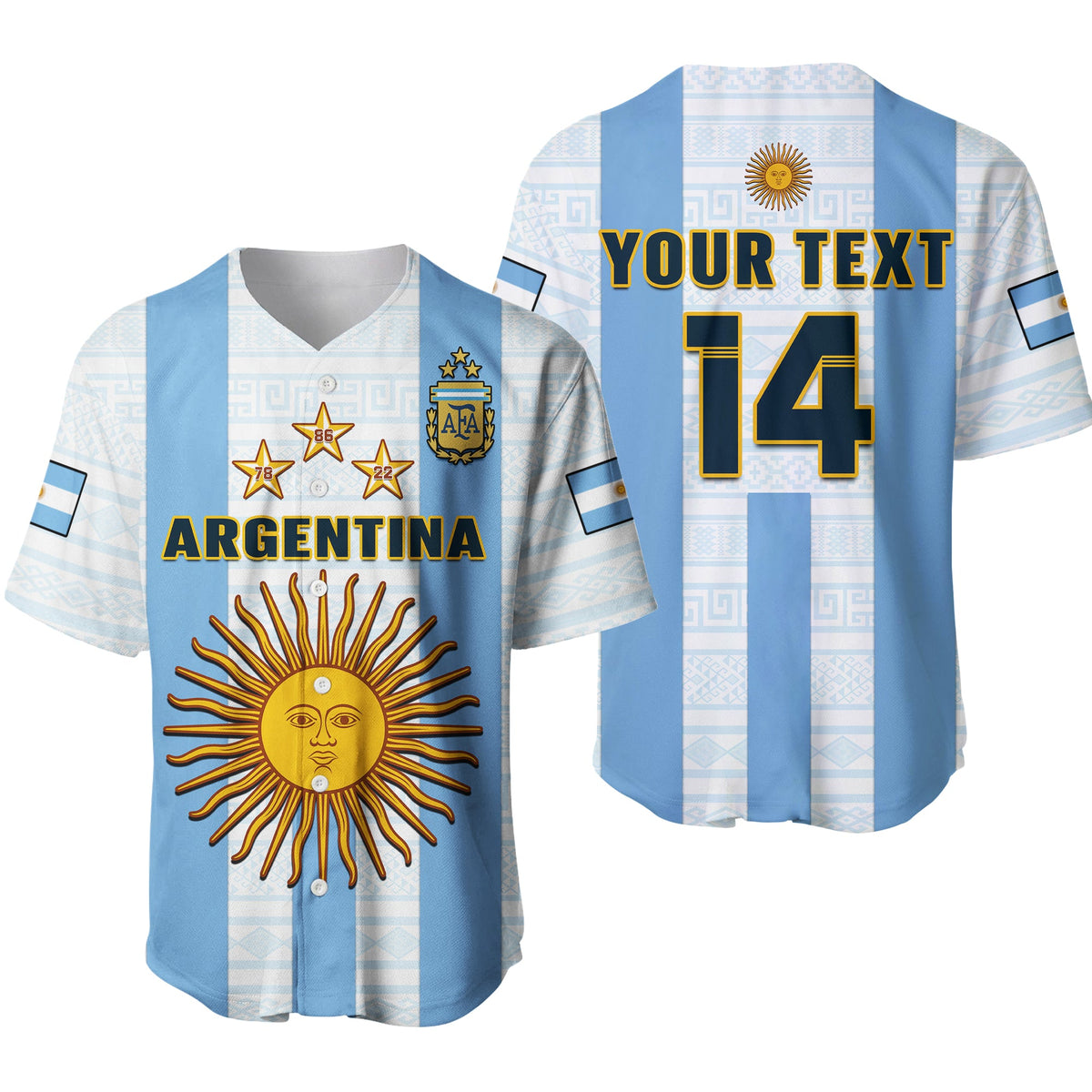 (Custom Text And Number) Argentina Football Baseball Jersey World Cup La Albiceleste 3rd Champions Proud Ver.01 - Wonder Print Shop