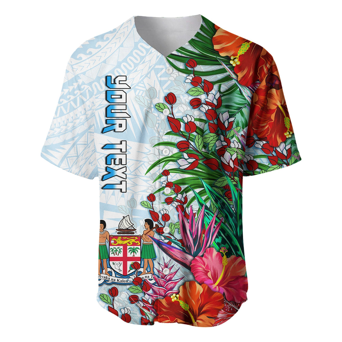 Custom Personalised Fiji Baseball Jersey Proud Fijian Tapa mix Tagimoucia Flowers LT13 - Wonder Print Shop