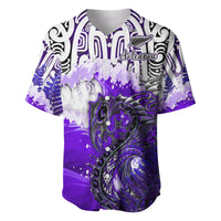 Custom Personalised Manaia Maori Baseball Jersey Fern Aotearoa Purple Waves LT13 - Wonder Print Shop