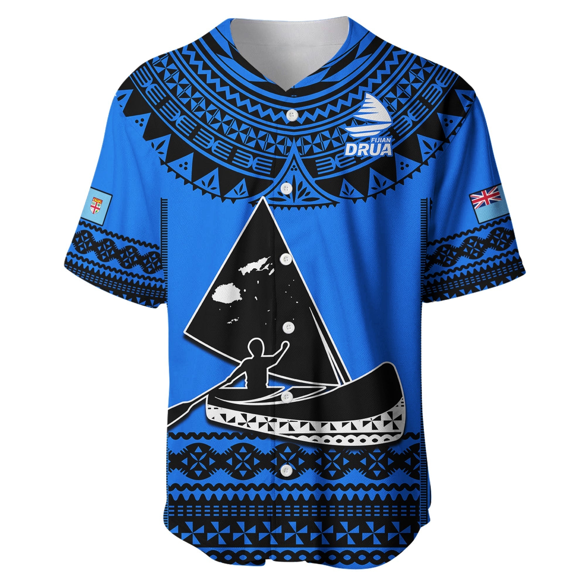 Fiji Rugby Baseball Jersey Fijian Drua Super Polynesian Special Tapa Pattern - Wonder Print Shop