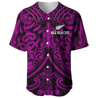 Custom Text and Number New Zealand Silver Fern Rugby Baseball Jersey All Black Purple NZ Maori Pattern LT13 - Wonder Print Shop